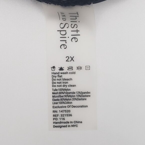 Thistle and Spire Thorn Apart Panty Women's 2X Black Roses Embroidery Mesh NWT - Picture 6 of 10